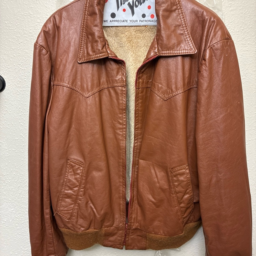 William Barry Brown Leather Bomber Jacket